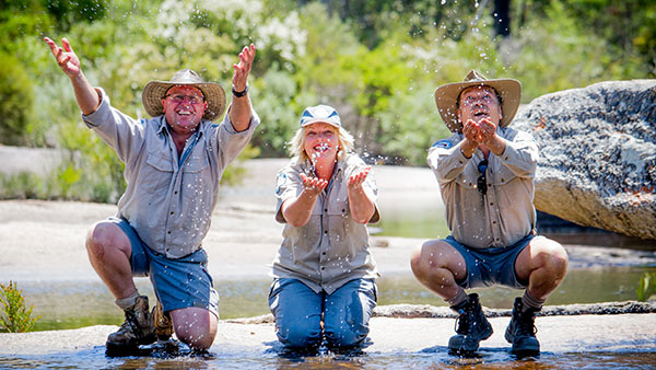 Park rangers in waterway